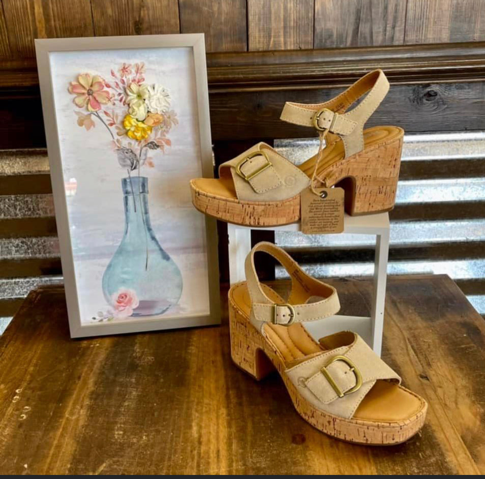 Brown Natural Sand Sandal Suede Cork Wrap