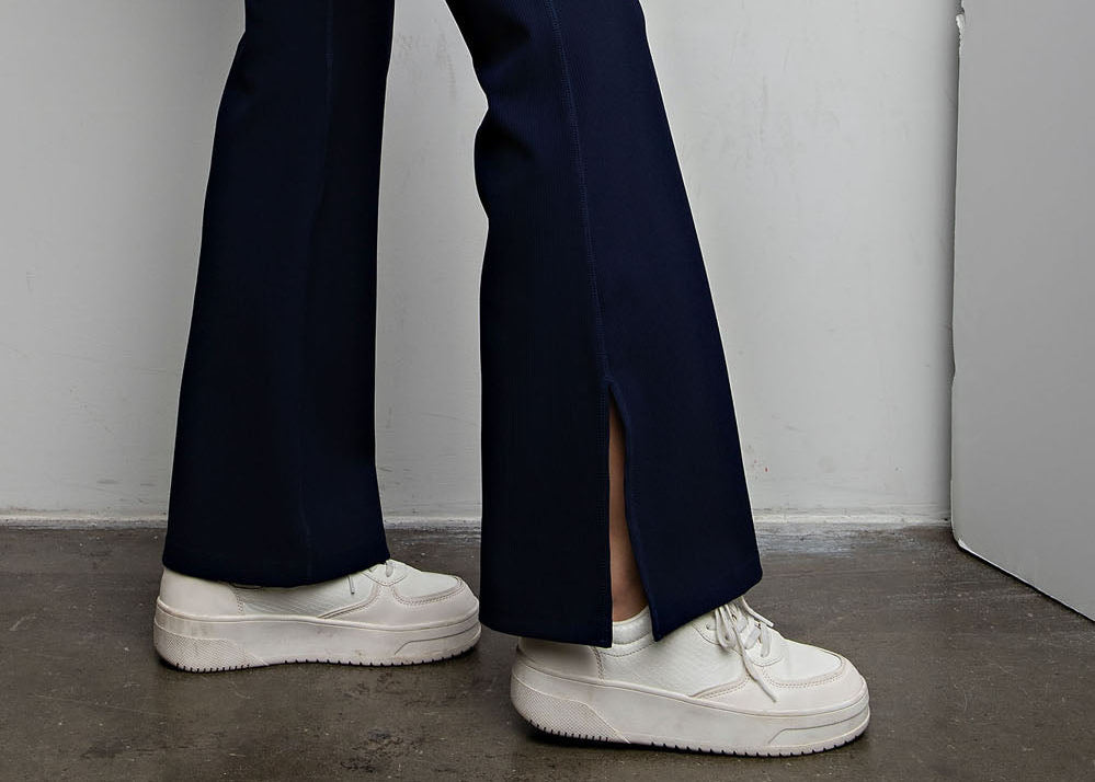 Plus Nylon Ribbed Legging Flared by Rae Mode Pant
