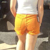 JB Orange Dyed Fray Hem Shorts