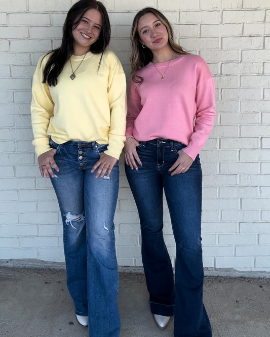 LONG SLEEVE SWEATER TOP- Pink