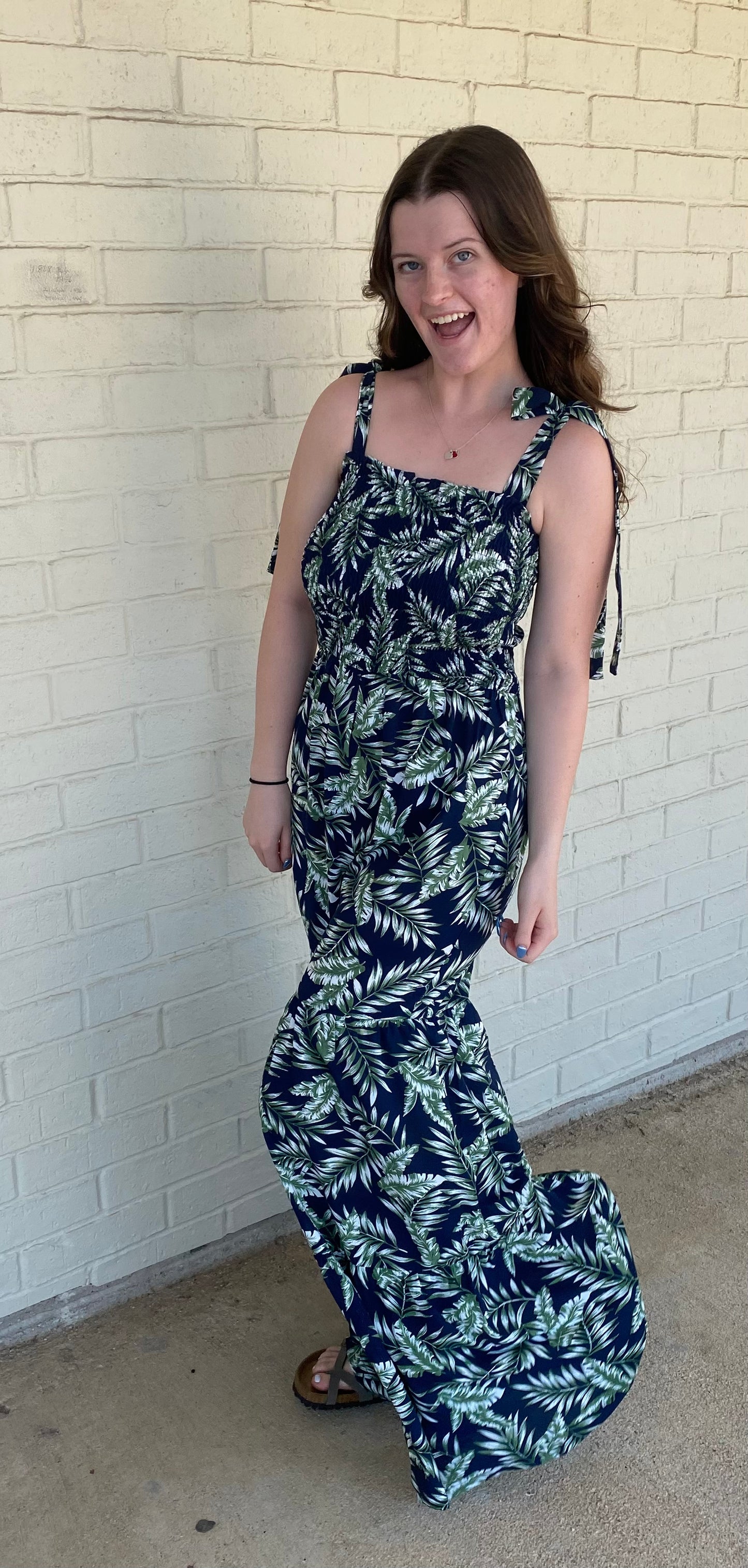 Navy & Green Floral Jumpsuit