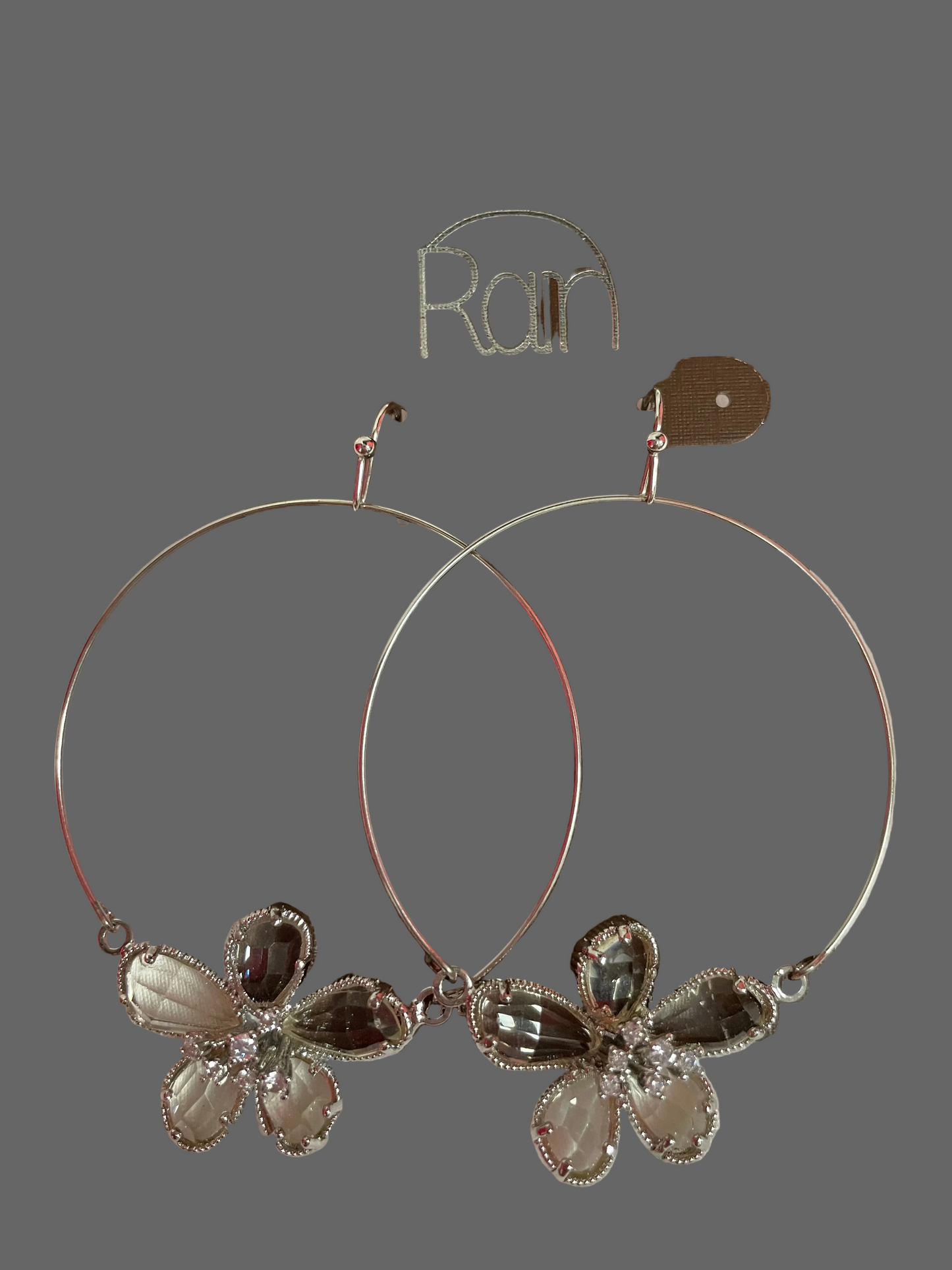 Hoop Flower Rhinestone Earrings