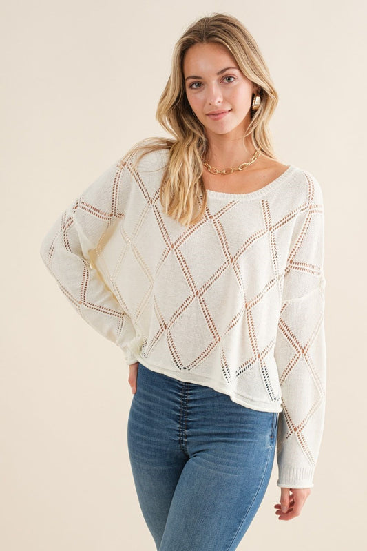 Boatneck Open Knit Sweater