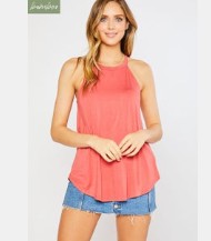Bamboo Halter Top in Coral Rose