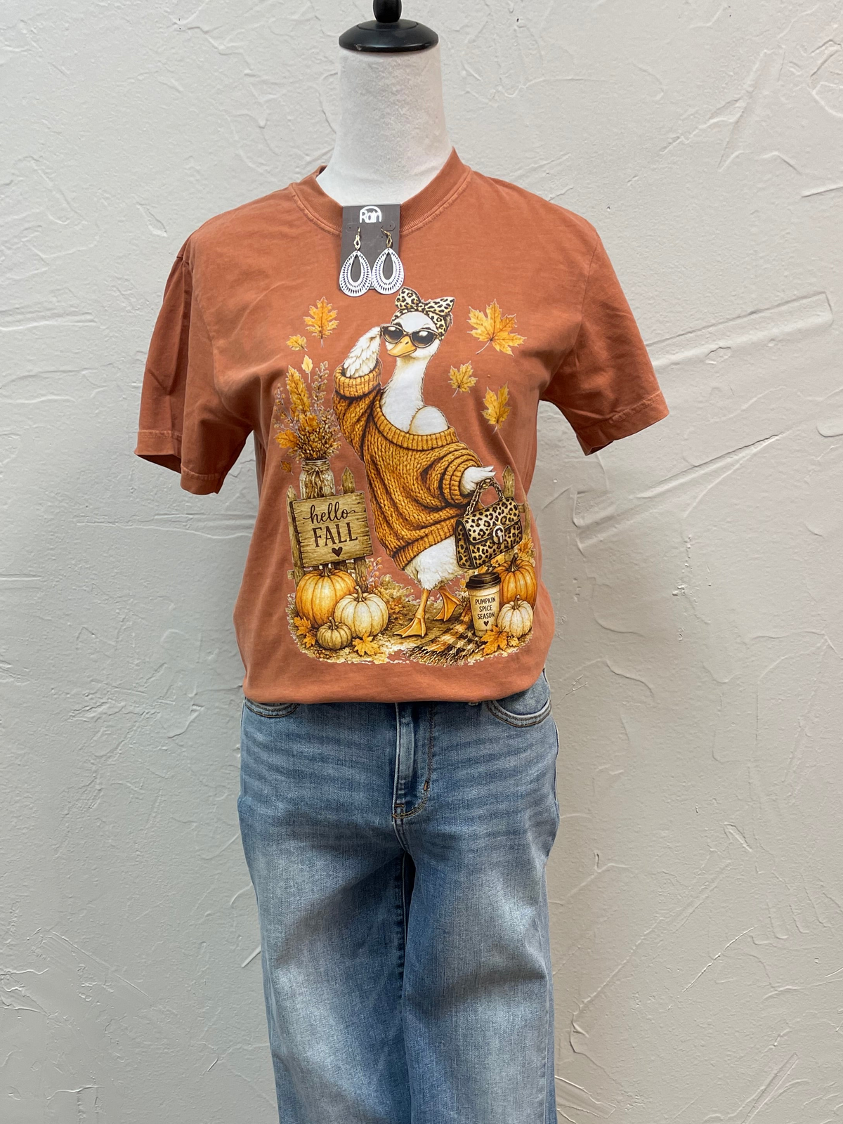 Hello Fall Glam Goose Pumpkin Spice Graphic Tee