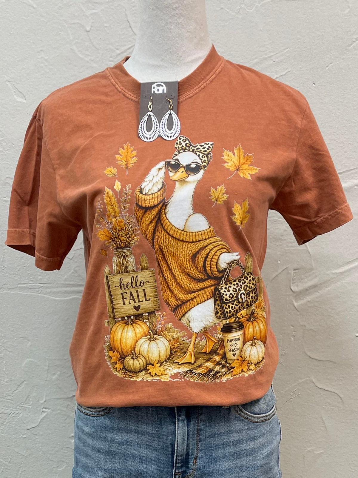 Hello Fall Glam Goose Pumpkin Spice Graphic Tee