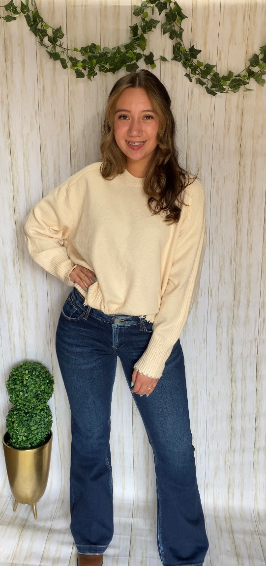 Cream Frey Bottom Sweater