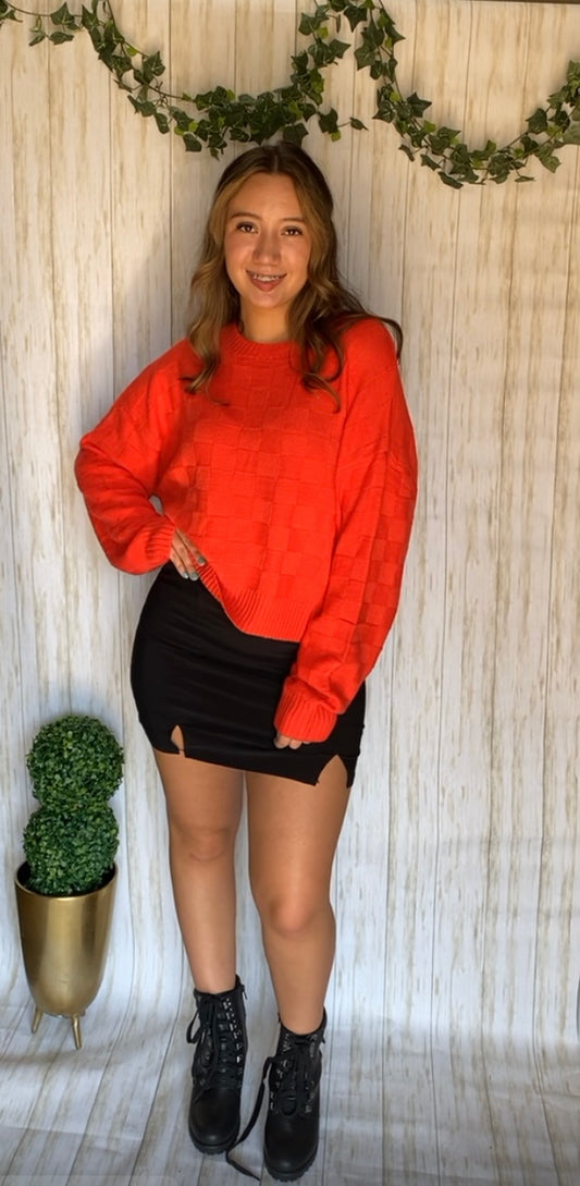 Crop Square Pattern Sweater