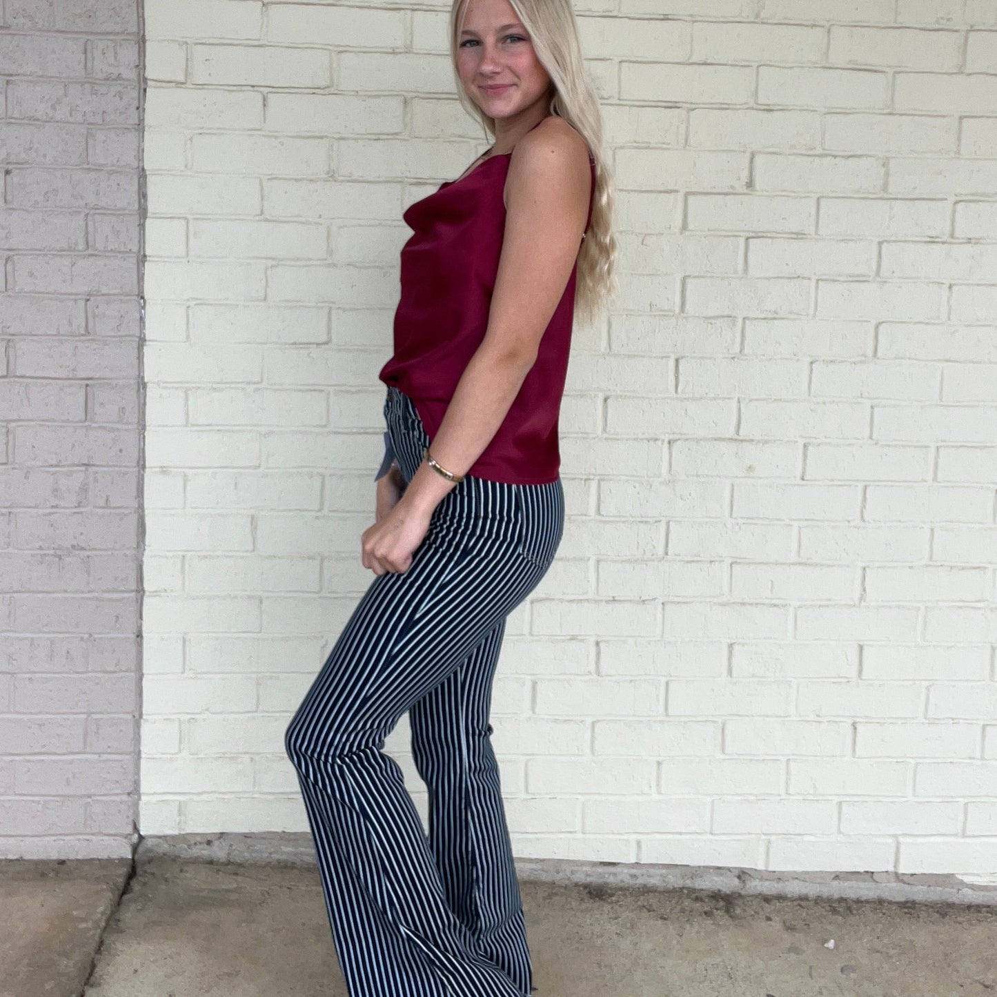 Cello Stripe High Rise Super Flare Jeans