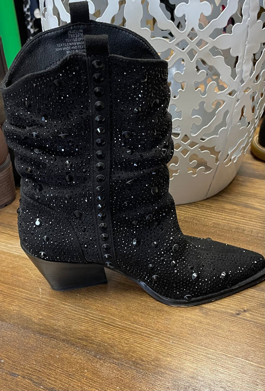 Black Beauty Boot with Rain Drop Stones