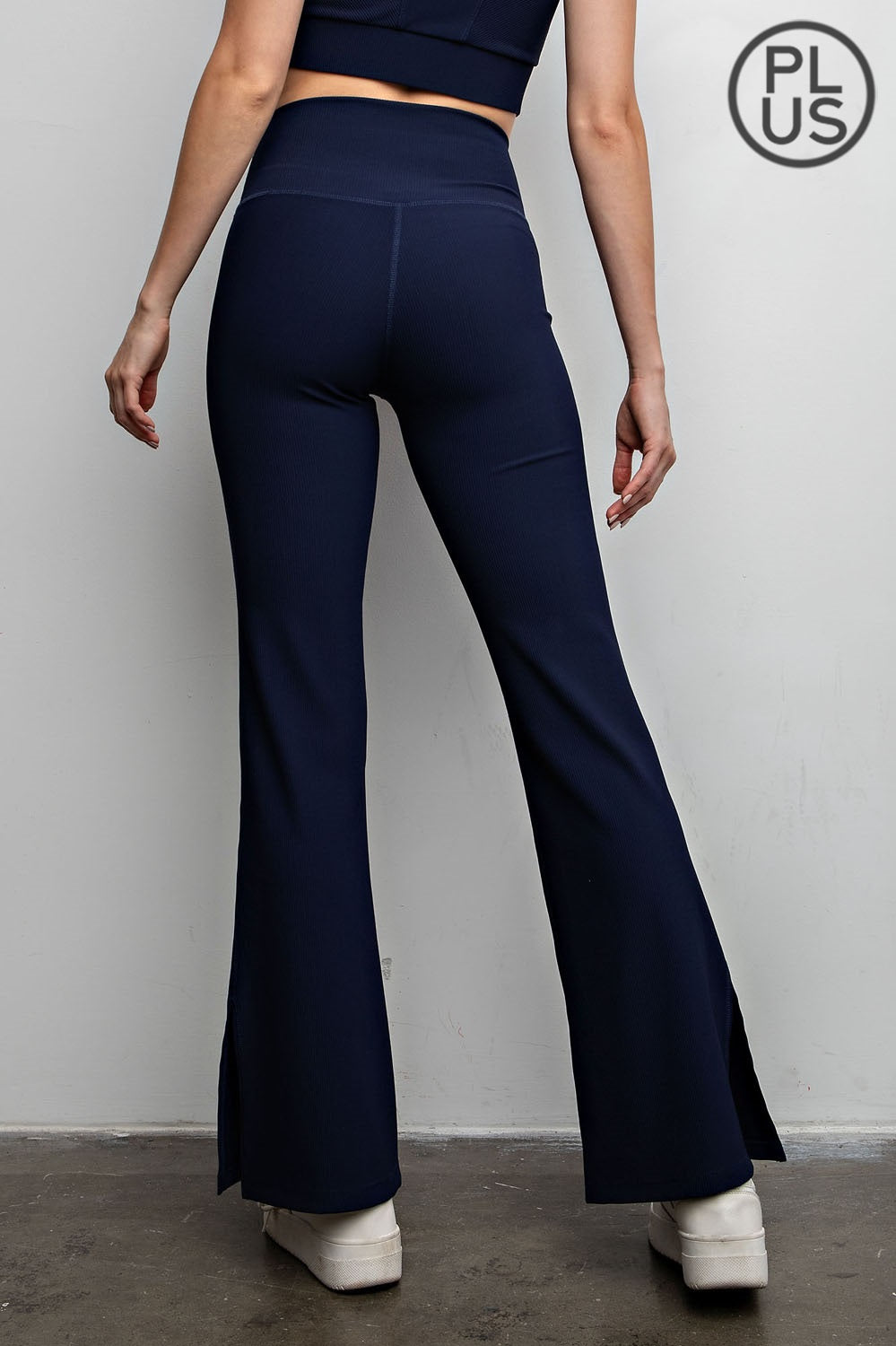 Plus Nylon Ribbed Legging Flared by Rae Mode