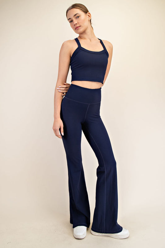 Rae Mode Nylon Ribbed Flare Pant