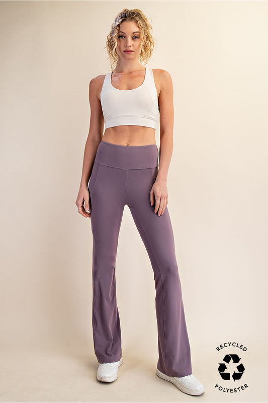 Butter Flared Leggings Frosted Mulberry, Taupe, Red, Pearl By Rae Mode