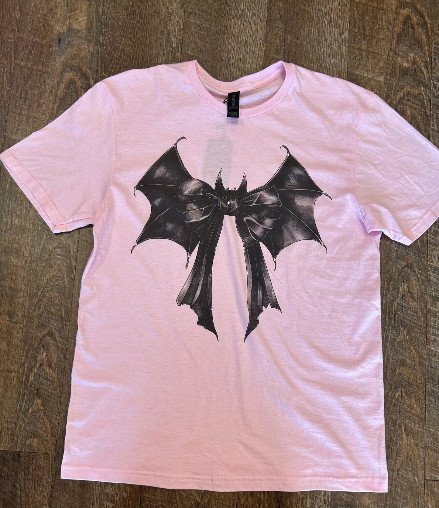 Bat Bow T Shirt Bling