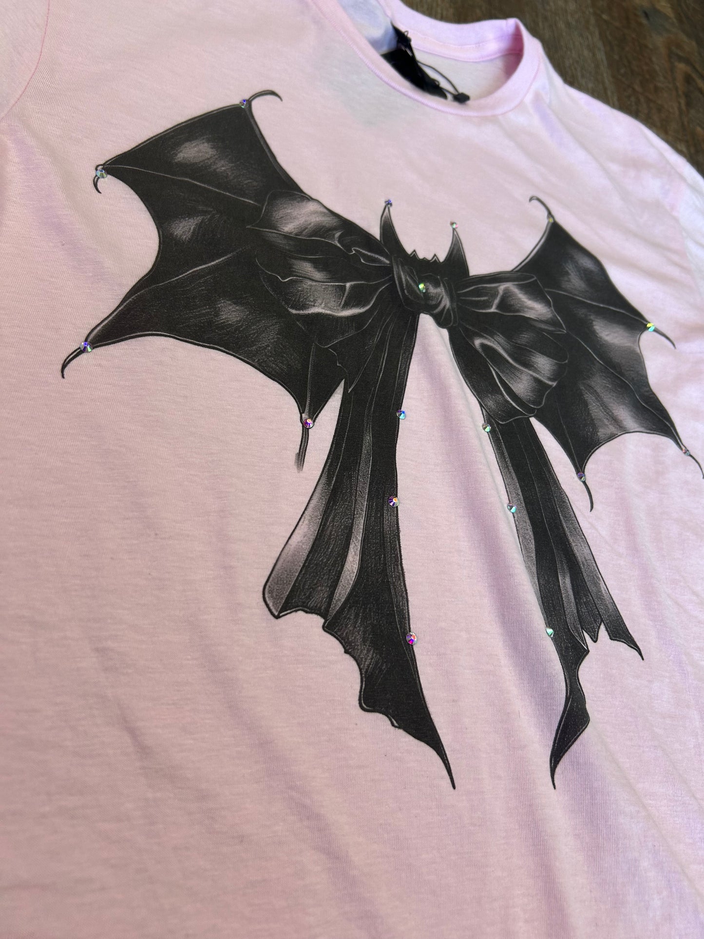 Bat Bow T Shirt Bling