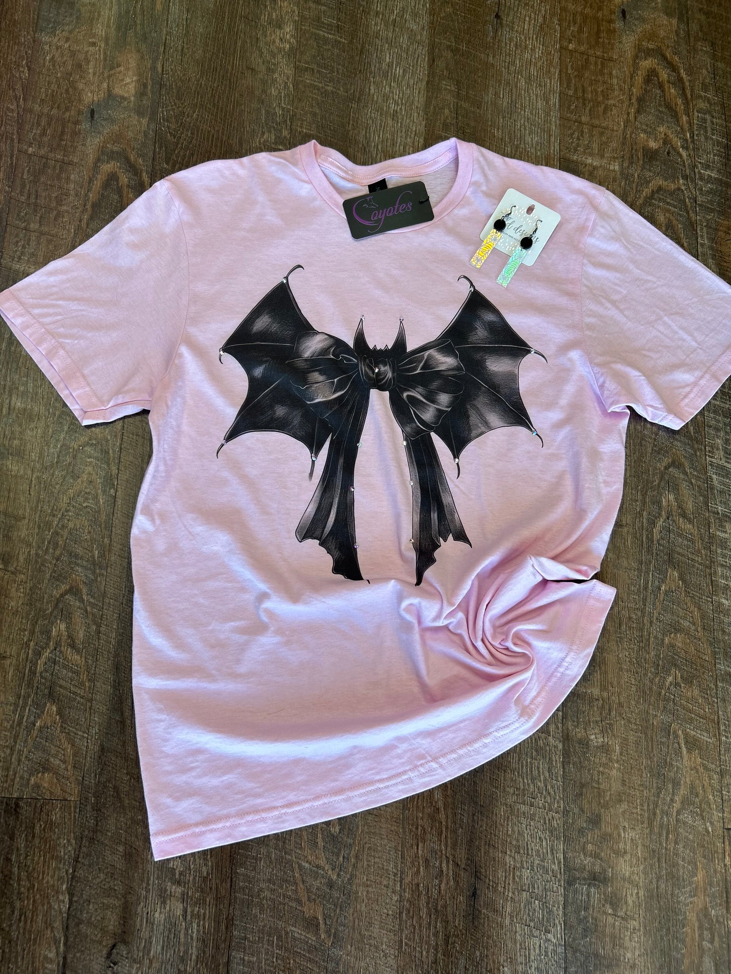 Bat Bow T Shirt Bling