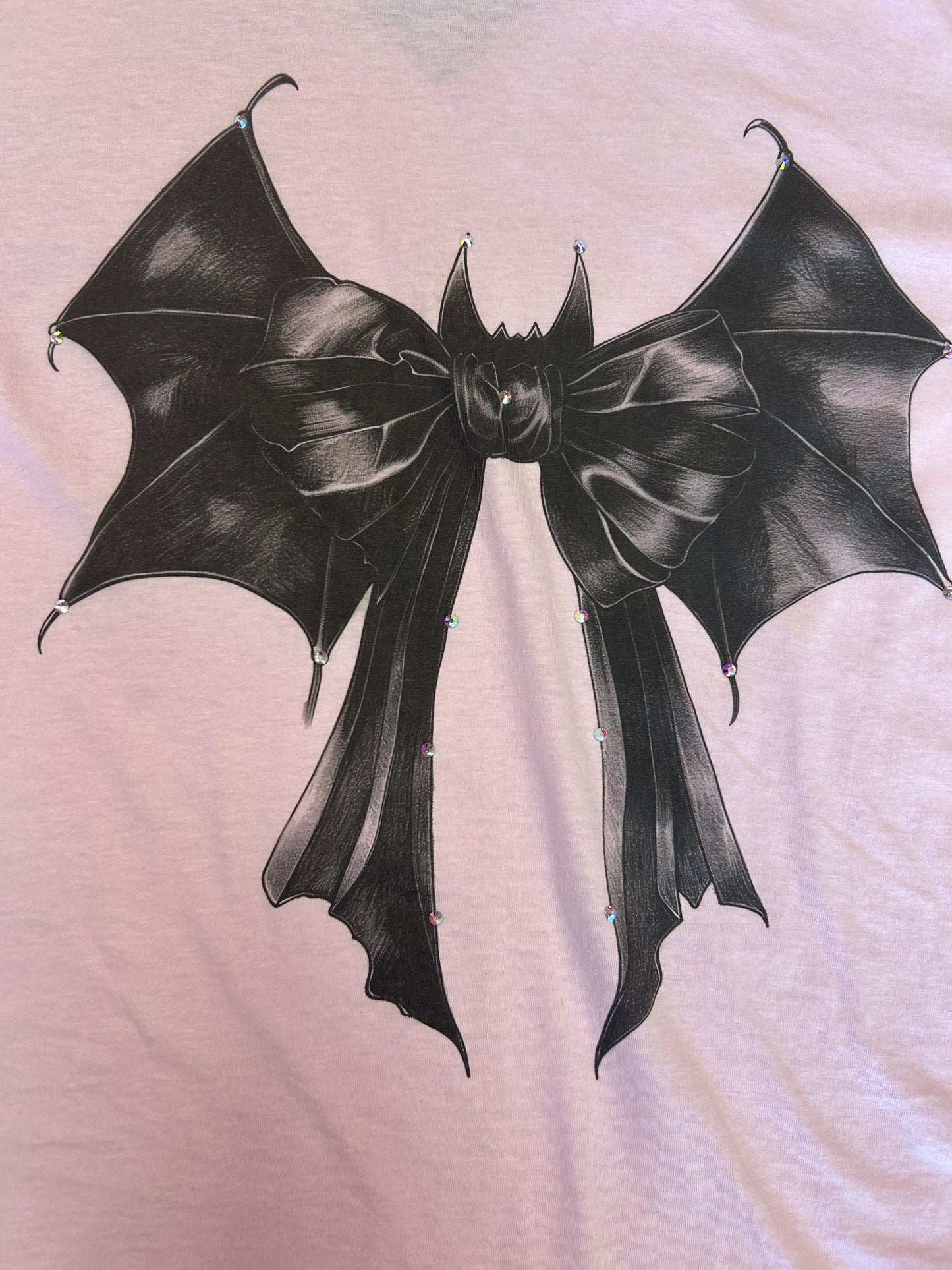 Bat Bow T Shirt Bling