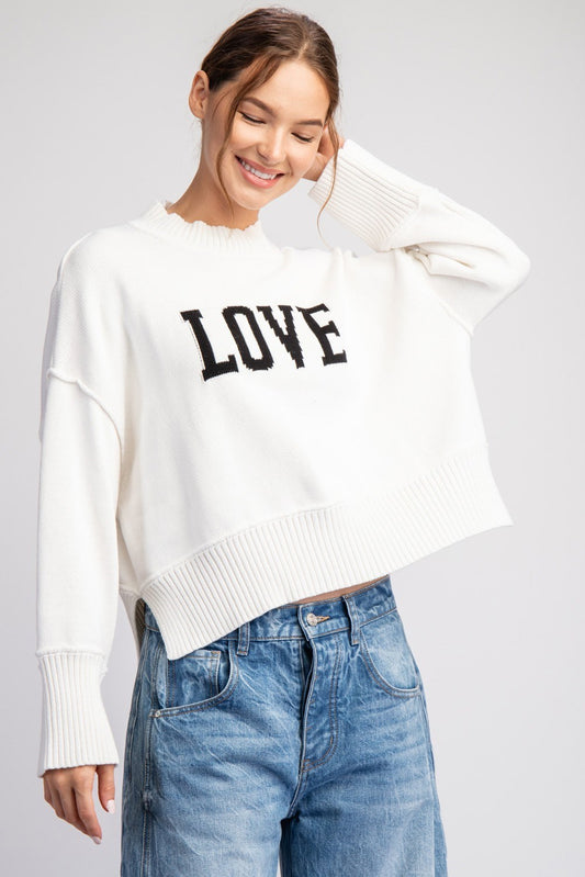 White LOVE Sweater Top