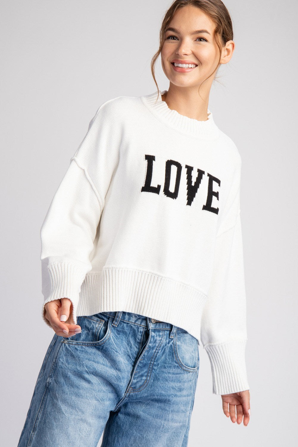 White LOVE Sweater Top