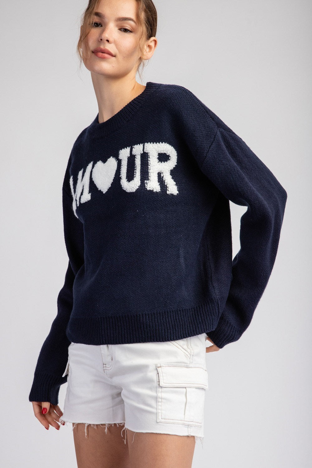 Navy AMOUR Sweater Top