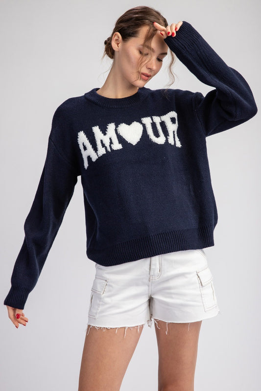 Navy AMOUR Sweater Top