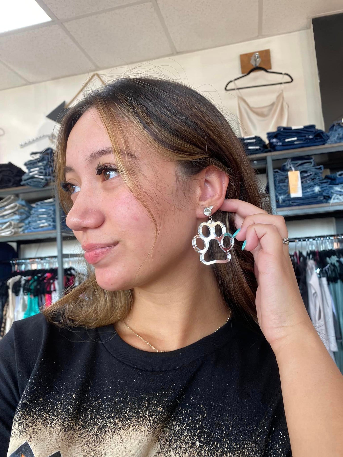 Paws Game Day Silver Earrings