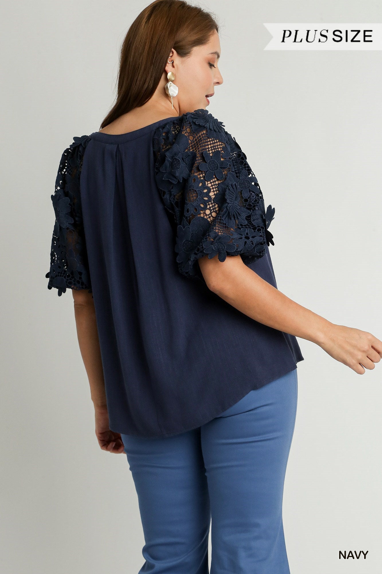 Umgee Lace Sleeve Top XL-2XL