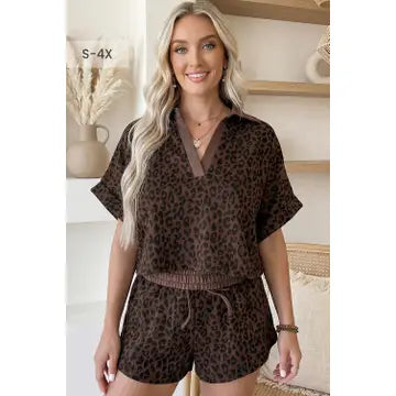 Leopard Print Top and Shorts XL