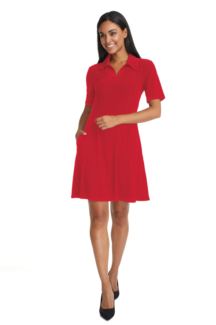 GITANE Dress with Collar Red