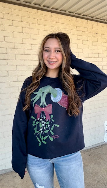 Grinch Mistletoe Navy Sweatshirt