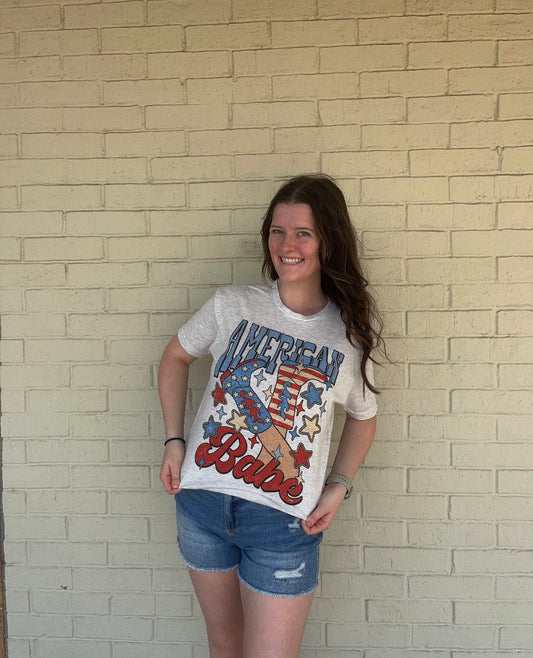 4th Of July American Babe Boots Graphic Tee