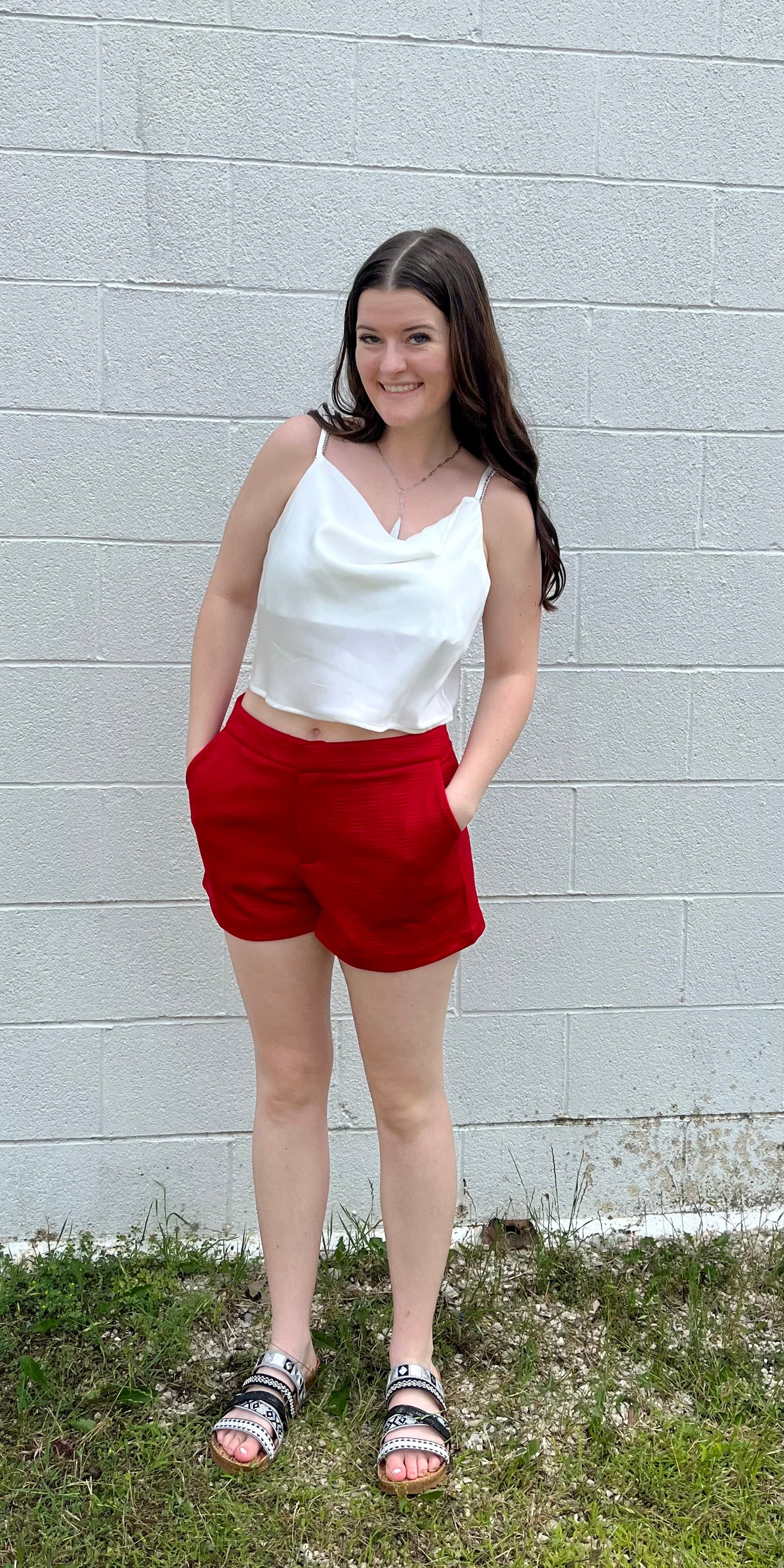 High Waisted Red Shorts