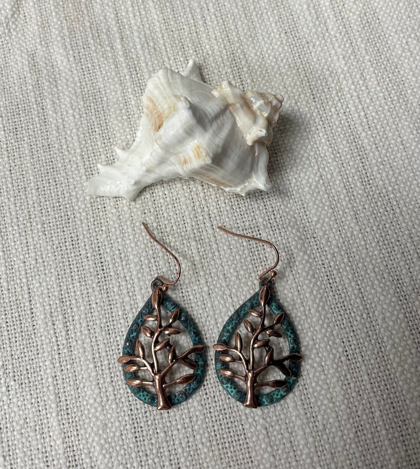 Turquoise & Brass Tree Earrings
