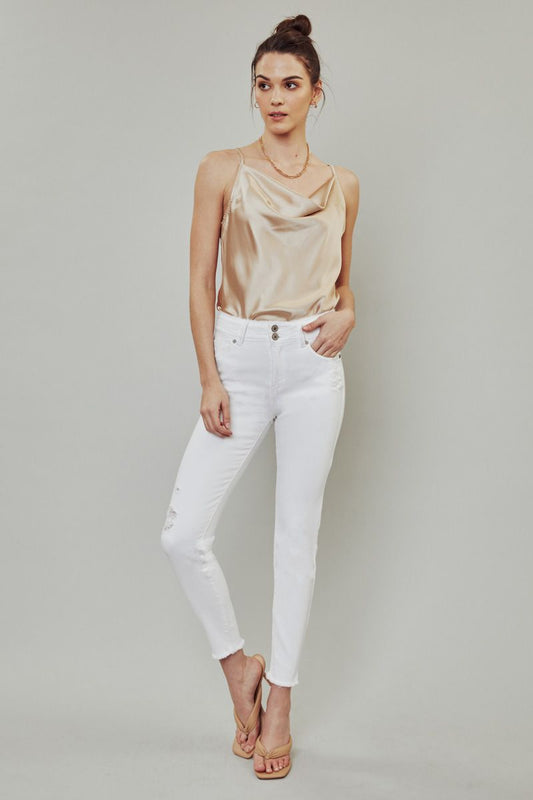 High Rise Double WB Detail Ankle Skinny