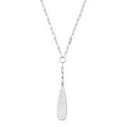 Pave Teardrop on Y Necklace Silver