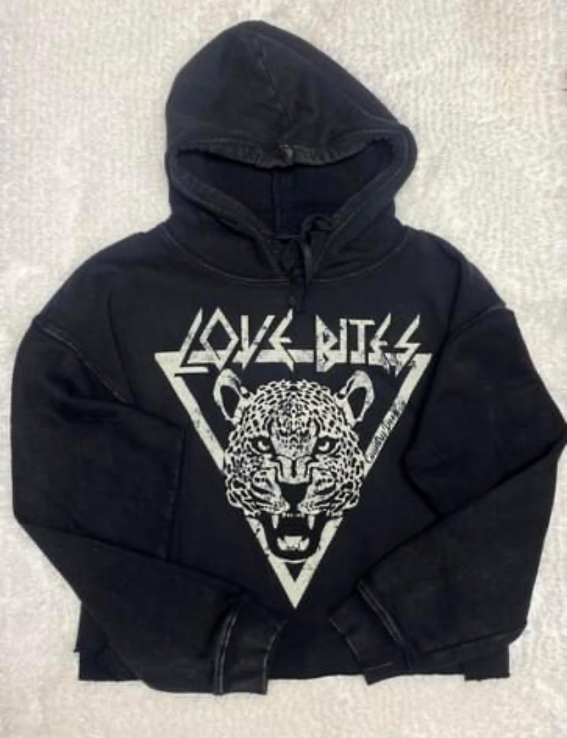 Acid Black Love Bites Cropped Hoodie