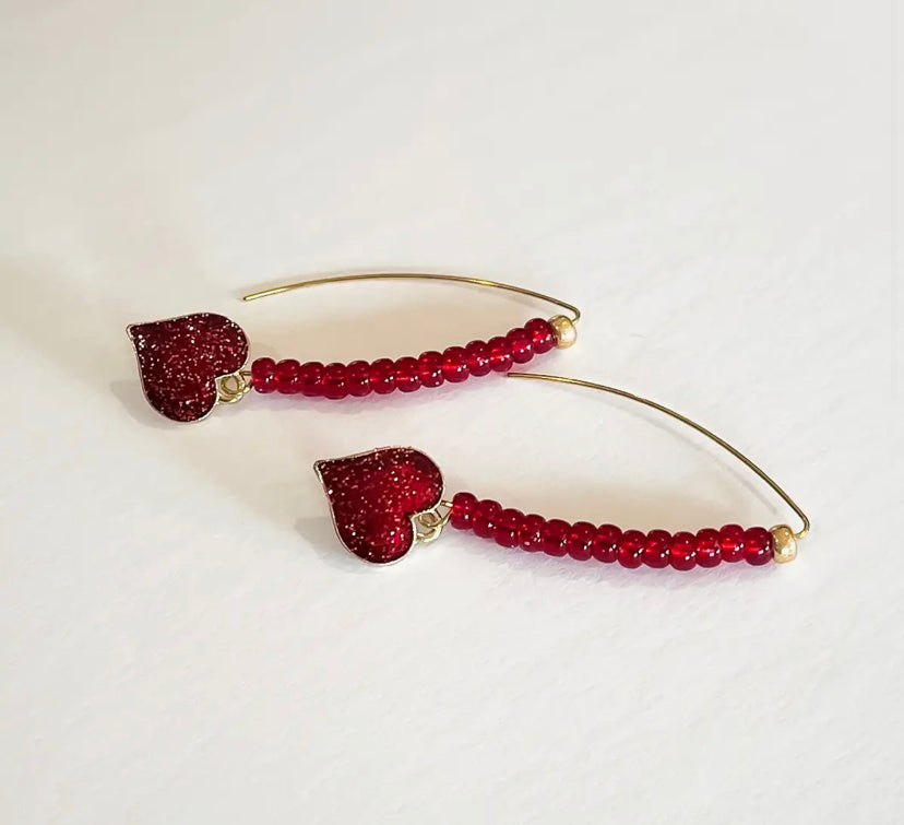 Red Valentine V-shape dangle earrings