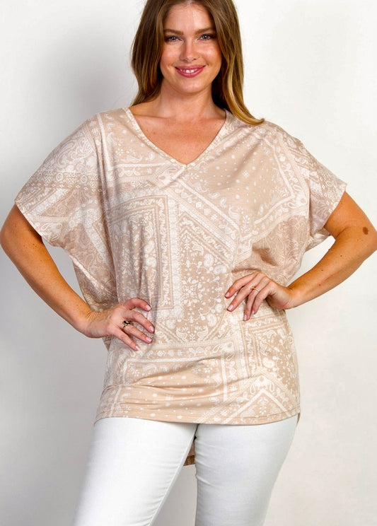 Taupe Short Sleeve Dolman Top