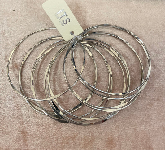 Hammered Flat Silver Bangles